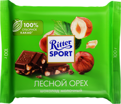 ШоколадмолочныйRITTERSPORTЛеснойорех,100г