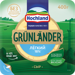 СырполутвердыйHOCHLANDGrunlanderЛегкий35%,беззмж,400г