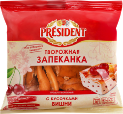 ПродукттворожныйPRESIDENTЗапеканкатворожнаясвишней5,5%,беззмж,150г