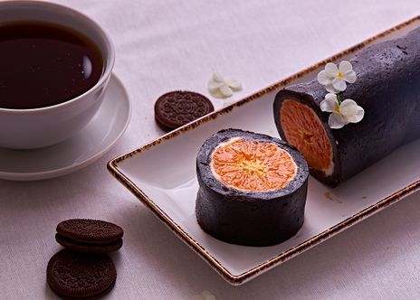 Творожный рулет с мандаринами без выпечки фото к рецепту