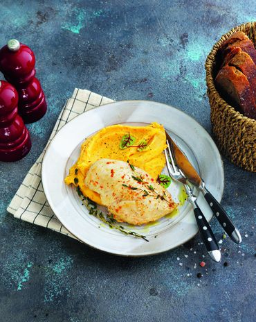 Идеальная жареная куриная грудка с картофельным пюре фото к рецепту