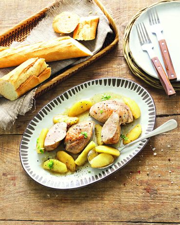 Медальоны из индейки по-нормандски фото к рецепту