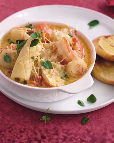 Морепродукты в сливочном соусе фото к рецепту