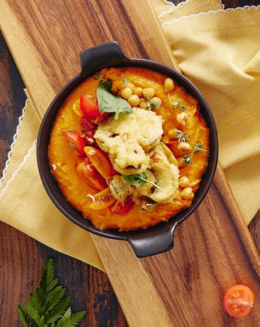 Пряный хумус из батата с кокосовым молоком и грибами фри фото к рецепту
