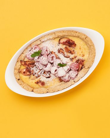 Яблочно-малиновый пирог с муссом из хурмы фото к рецепту