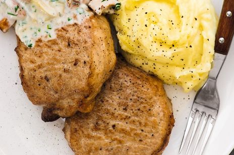 Мясо с грибами в сметанном соусе фото к рецепту
