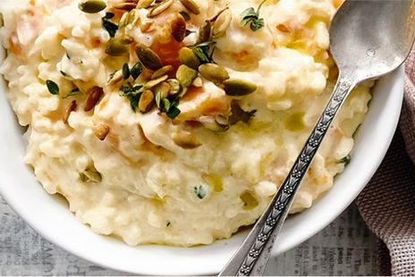 Рисовая каша с маскарпоне, тыквой и тыквенными семечками фото к рецепту