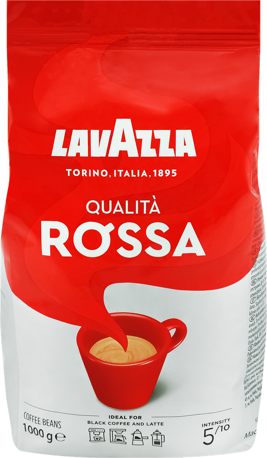 Кофе зерновой LAVAZZA Qualita Rossa натуральный жареный, 1кг