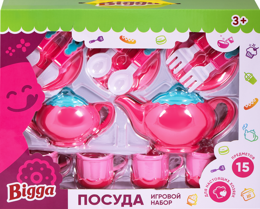 Игровой набор BIGGA Посуда 15 предметов, Арт. RU000029