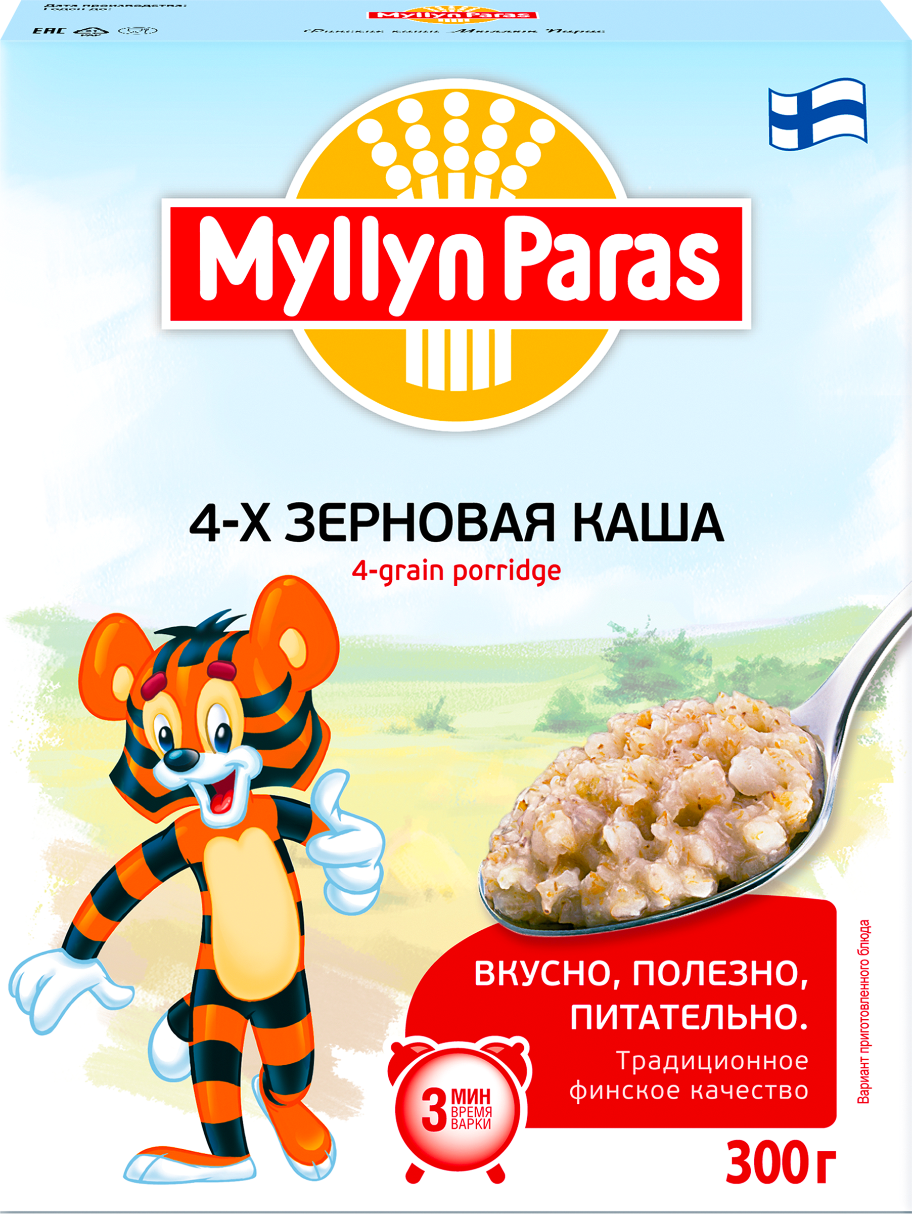 Изображение товара Каша мультизерновая MYLLYN PARAS 4-х зерновая, 300г - полезный завтрак