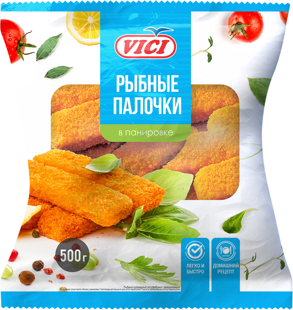 Изображение товара Рыбные палочки замороженные VICI в панировке, 500г