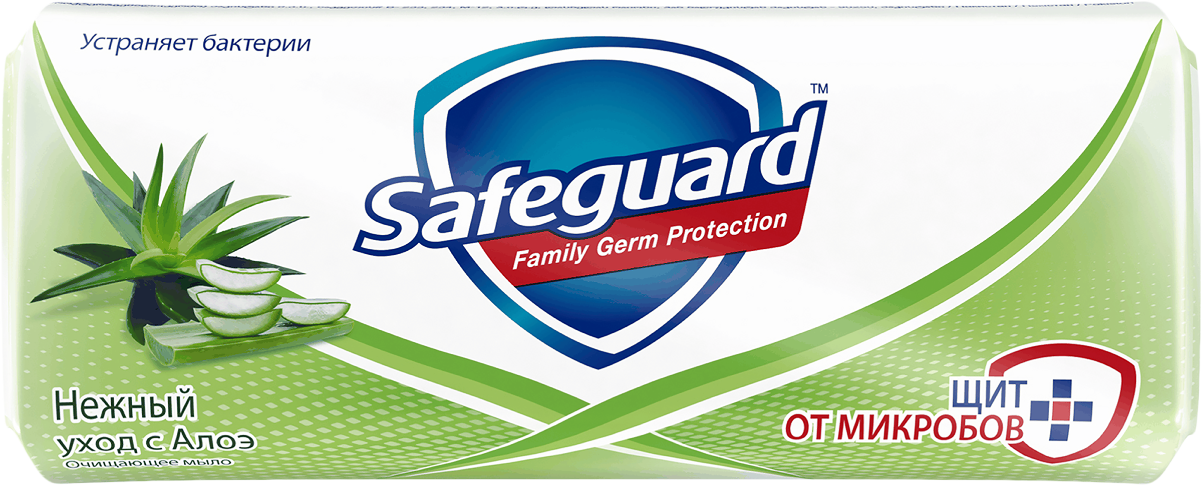 Изображение товара Туалетное мыло SAFEGUARD Нежный уход с Алоэ 90г антибактериальное для рук и тела