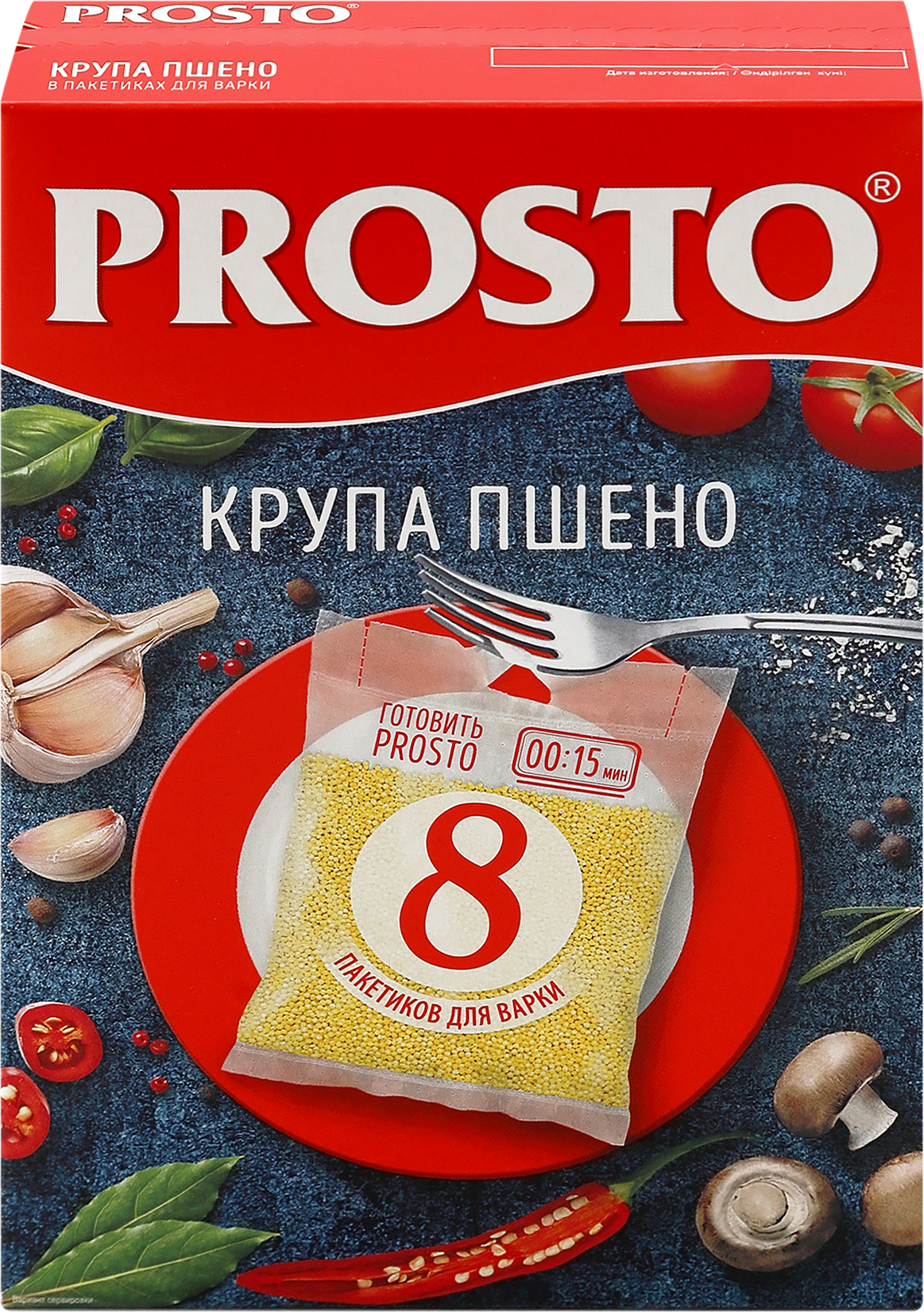 Изображение товара Пшено PROSTO высший сорт в пакетиках 8х62,5г для каш и гарниров