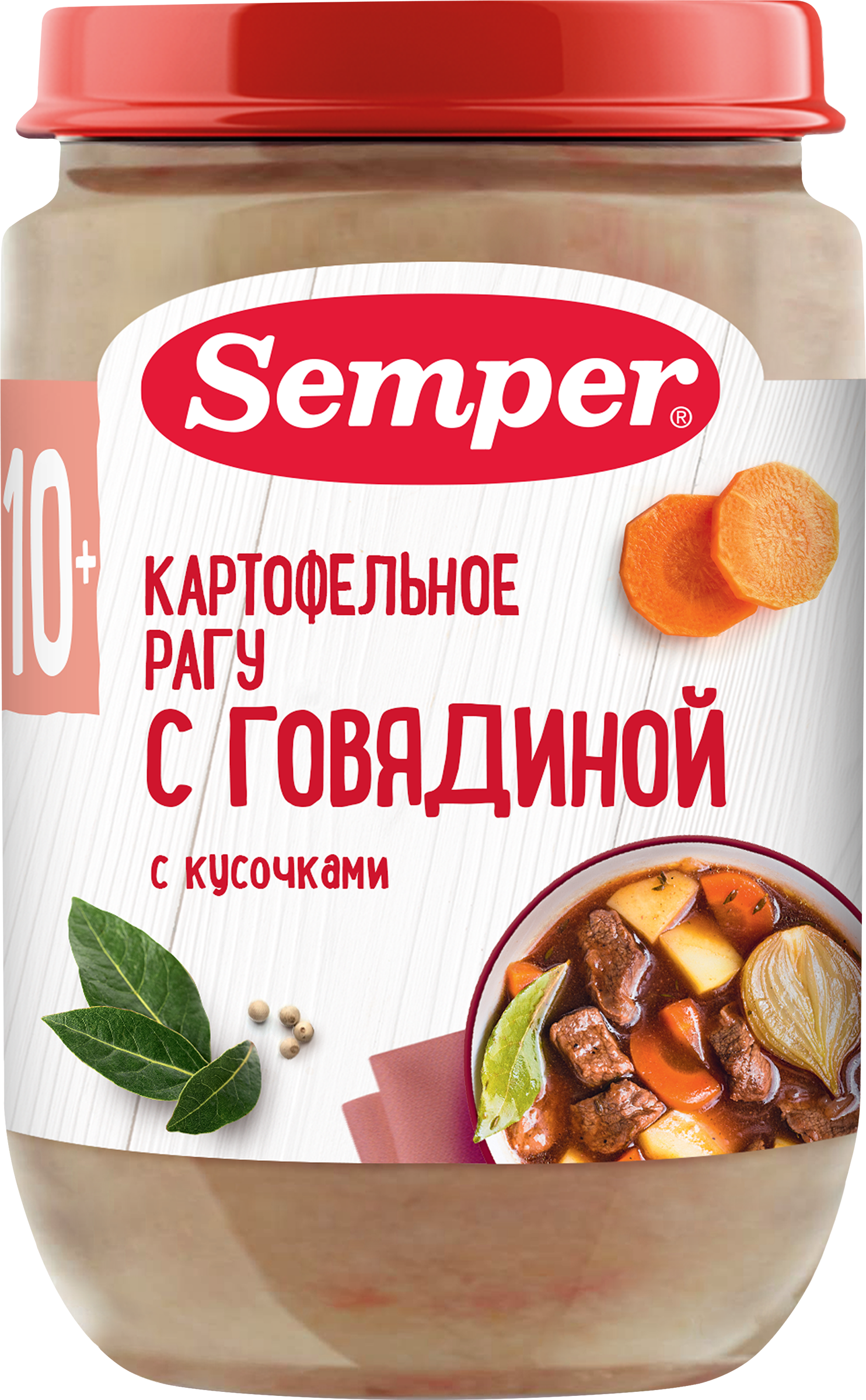 Изображение товара Пюре мясо-овощное SEMPER Говядина с картофелем, с 10 месяцев, 190г