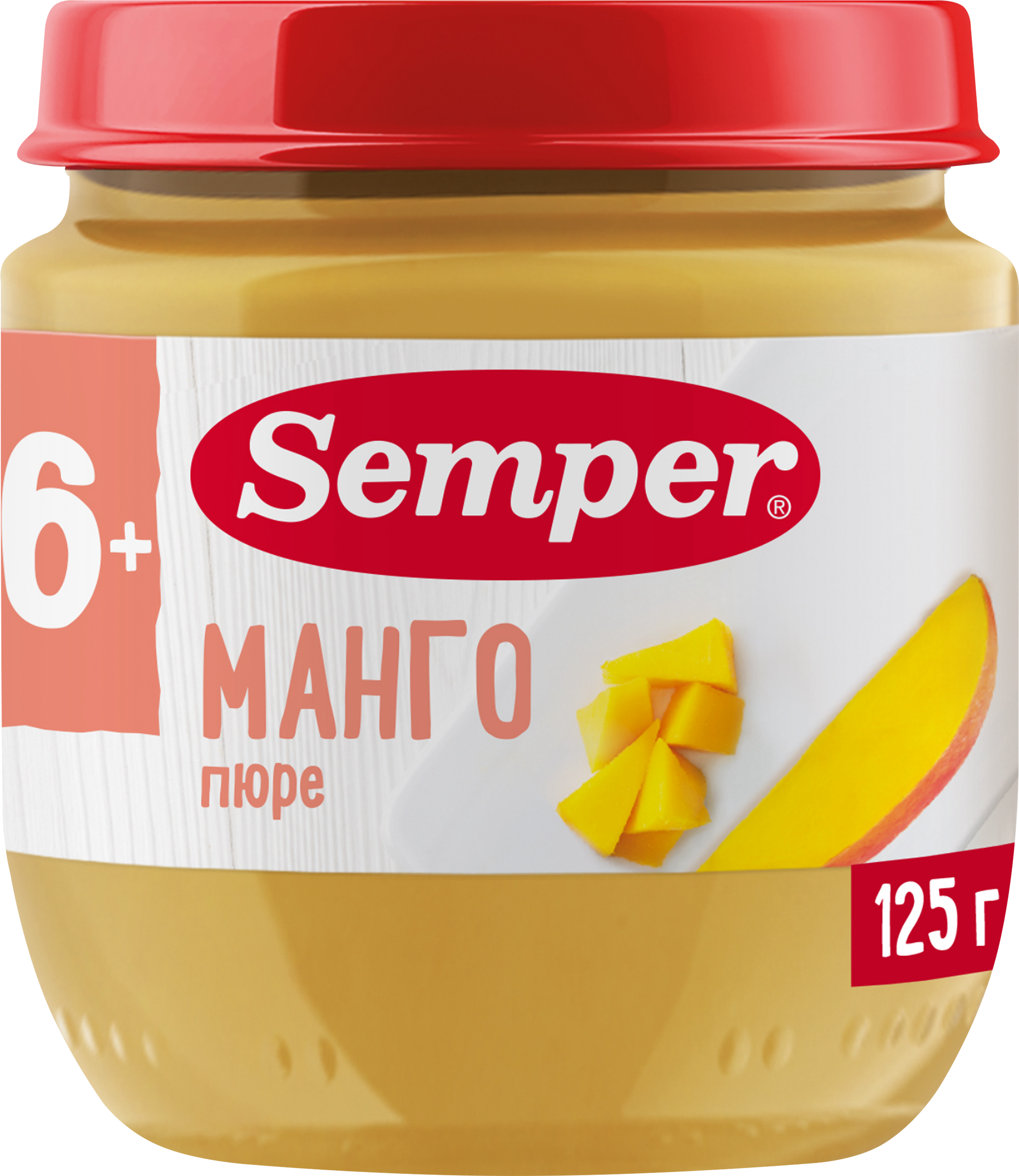 Изображение товара Пюре фруктовое SEMPER Манго, с витаминами, с 6 месяцев, 125г