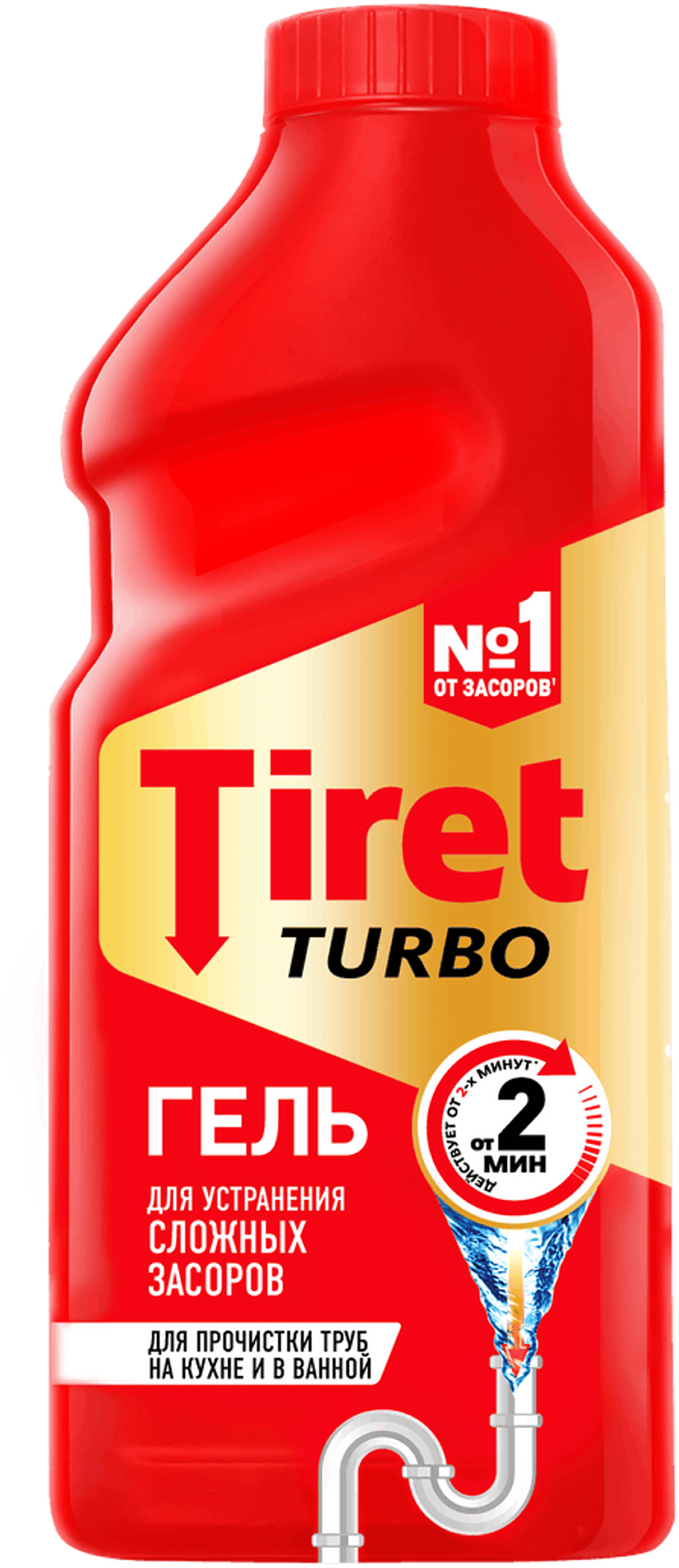 Изображение товара Гель TIRET Turbo для удаления засоров в трубах 500 мл