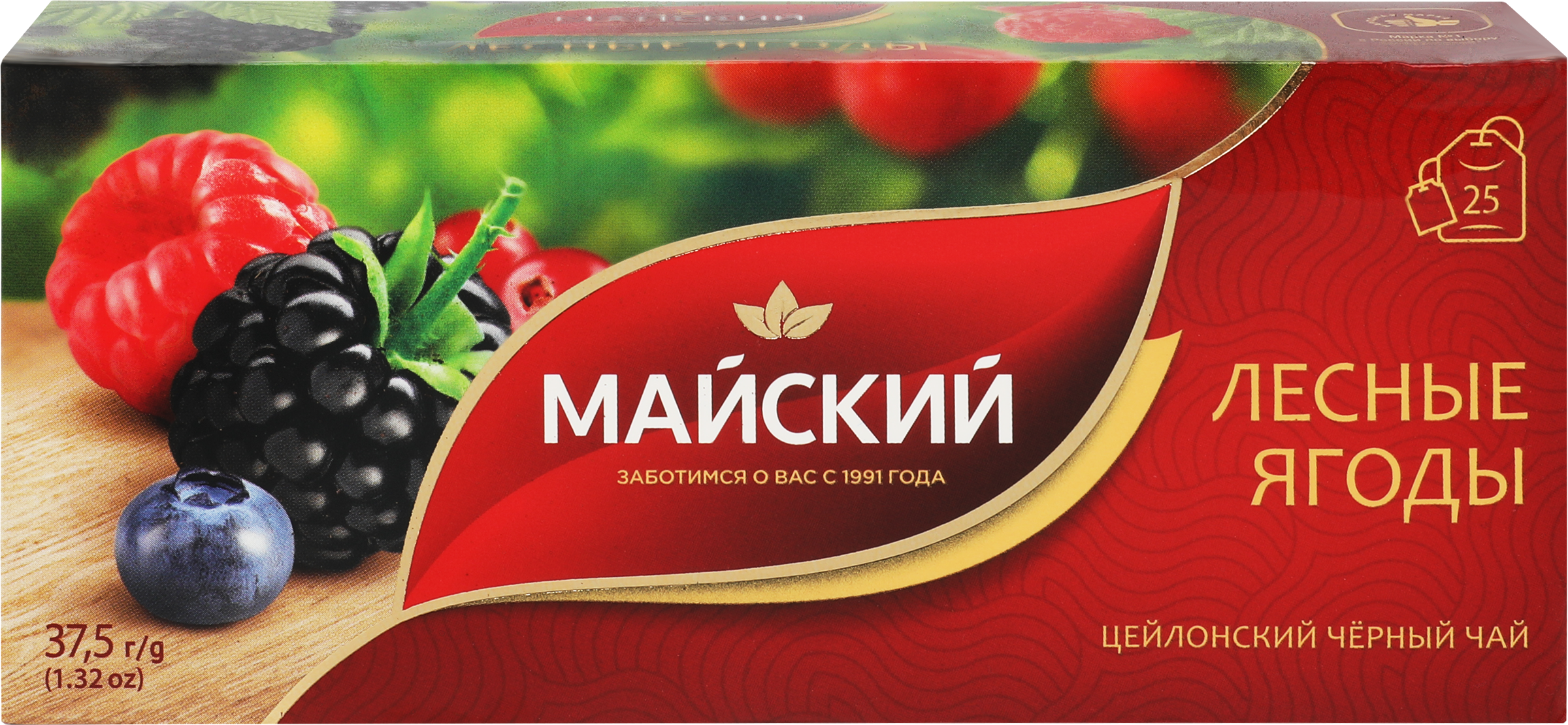 Изображение товара Чай черный байховый МАЙСКИЙ Лесные Ягоды 25 пакетиков для горячего и холодного напитка