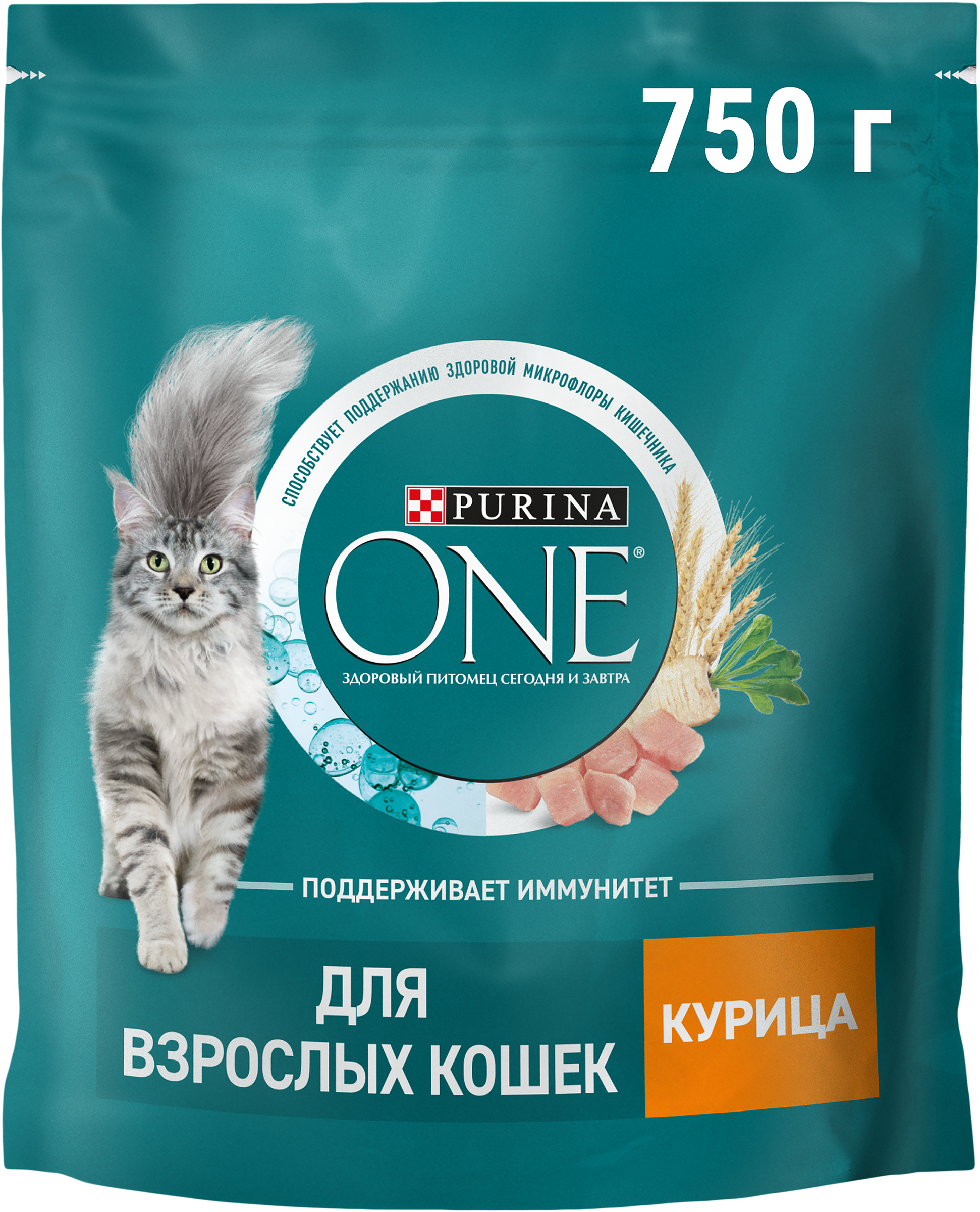 Изображение товара Корм сухой для взрослых кошек PURINA ONE Курица 750г для здоровой жизни питомца