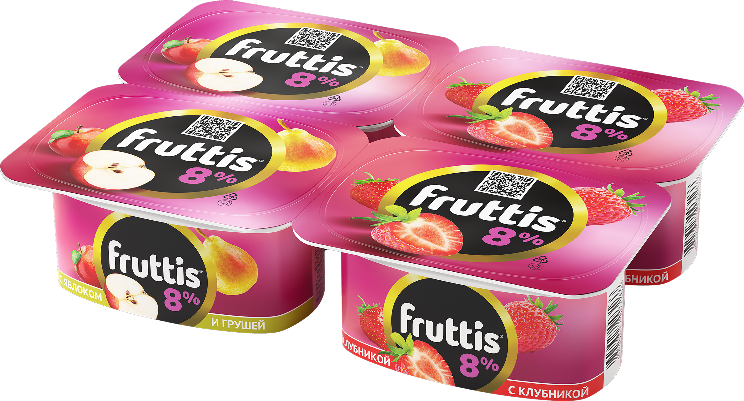 Изображение товара Продукт йогуртный FRUTTIS Суперэкстра Клубника/Яблоко, груша 8%, без змж, 115г