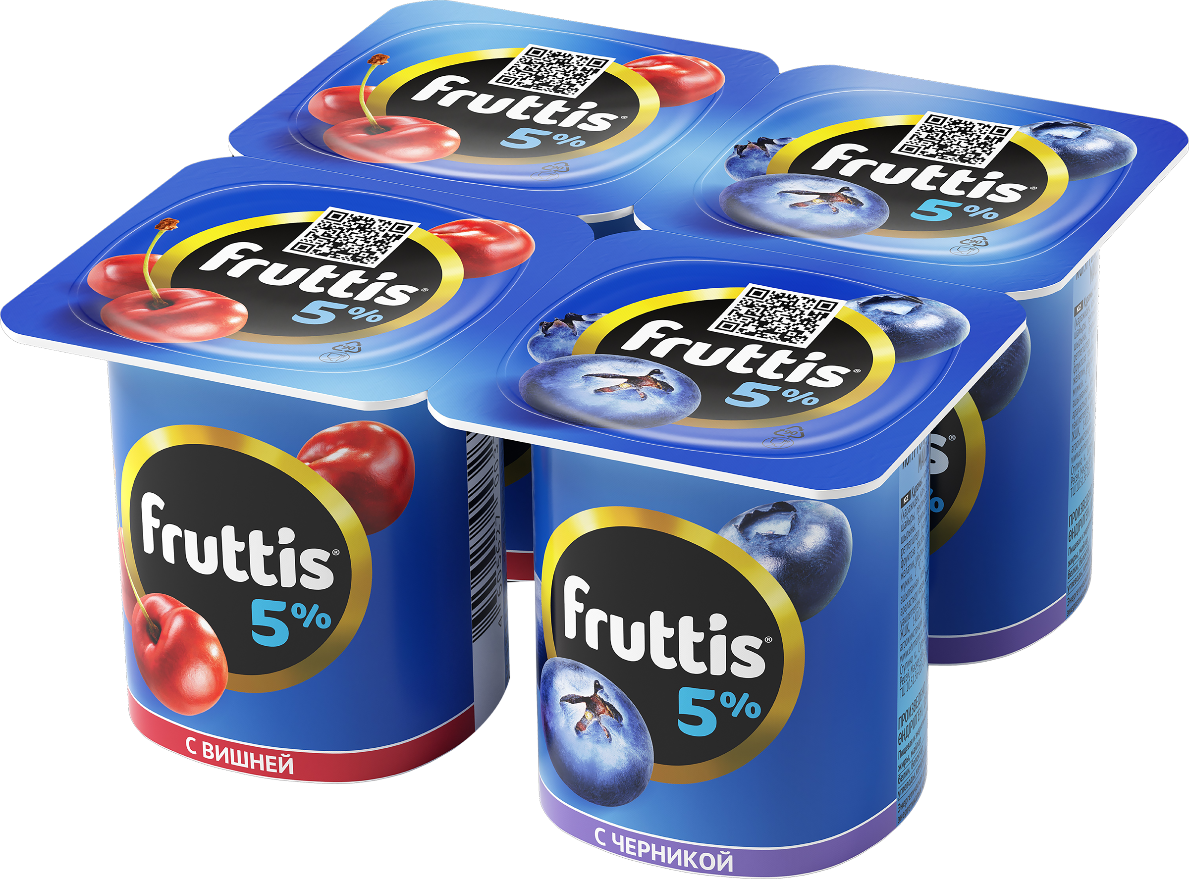Изображение товара Продукт йогуртный FRUTTIS Вишня/Черника 5%, без змж, 115г