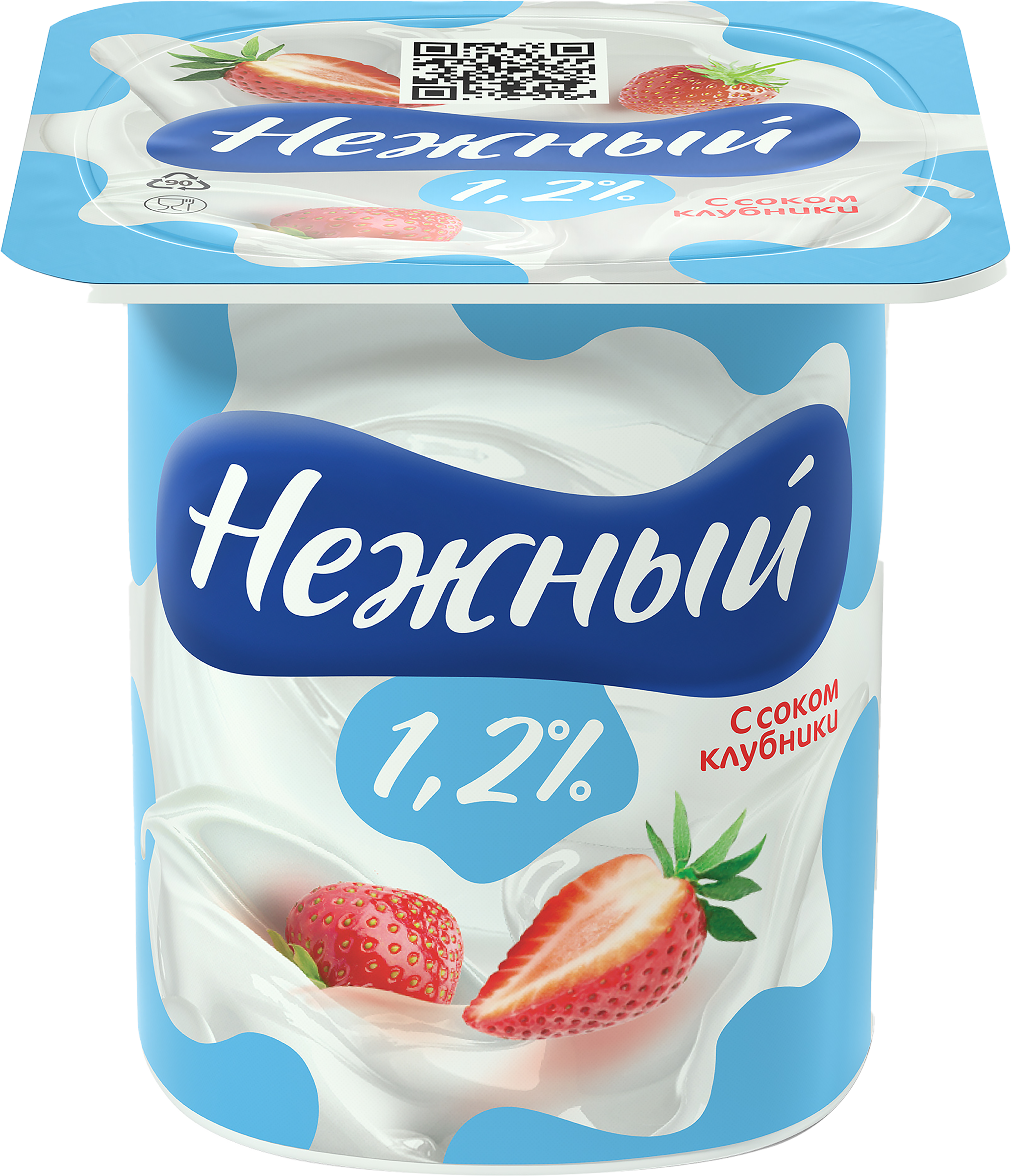Изображение товара Продукт йогуртный CAMPINA Нежный с соком клубники 1,2%, без змж, 100г
