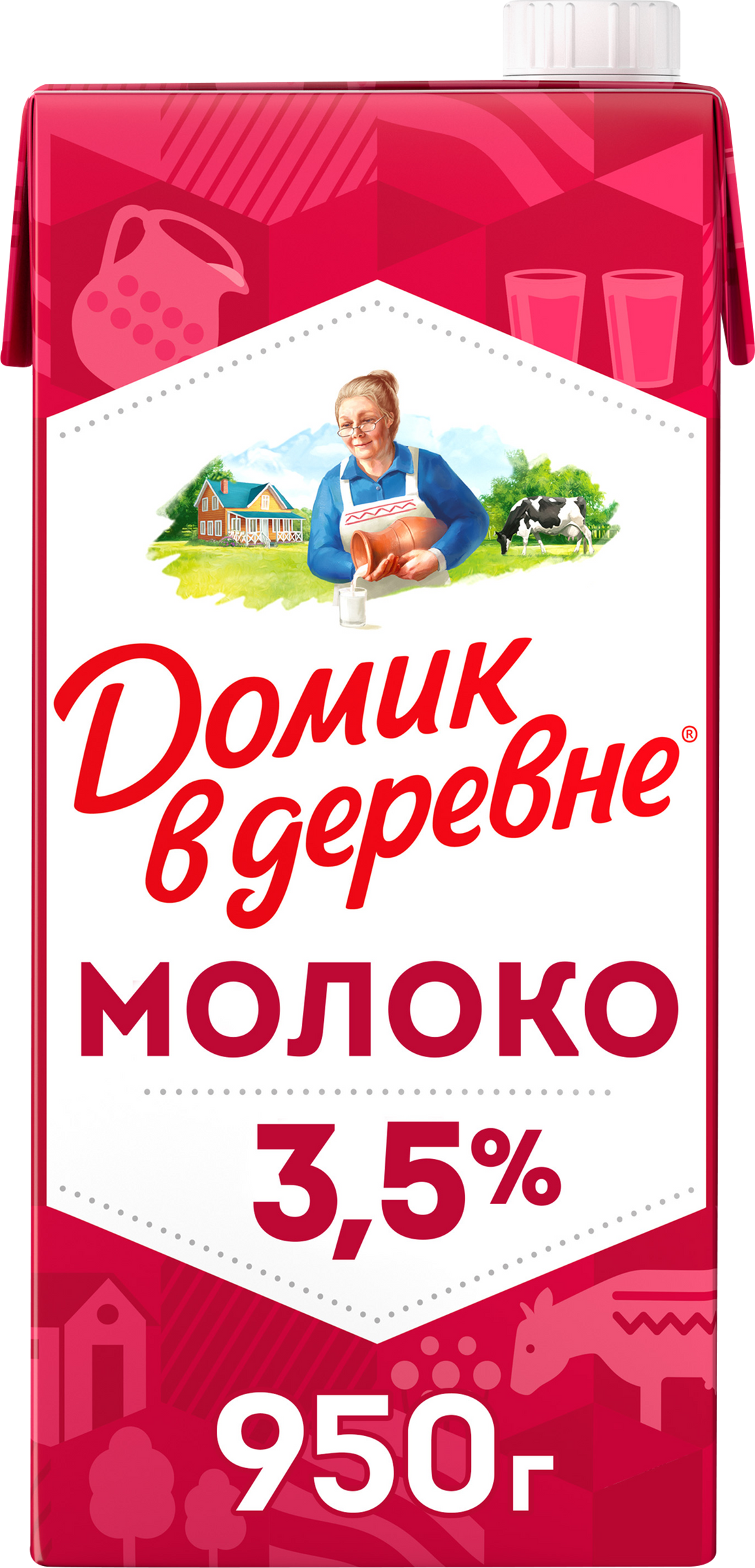 Изображение товара Молоко ультрапастеризованное ДОМИК В ДЕРЕВНЕ 3,5%, без змж, 950г