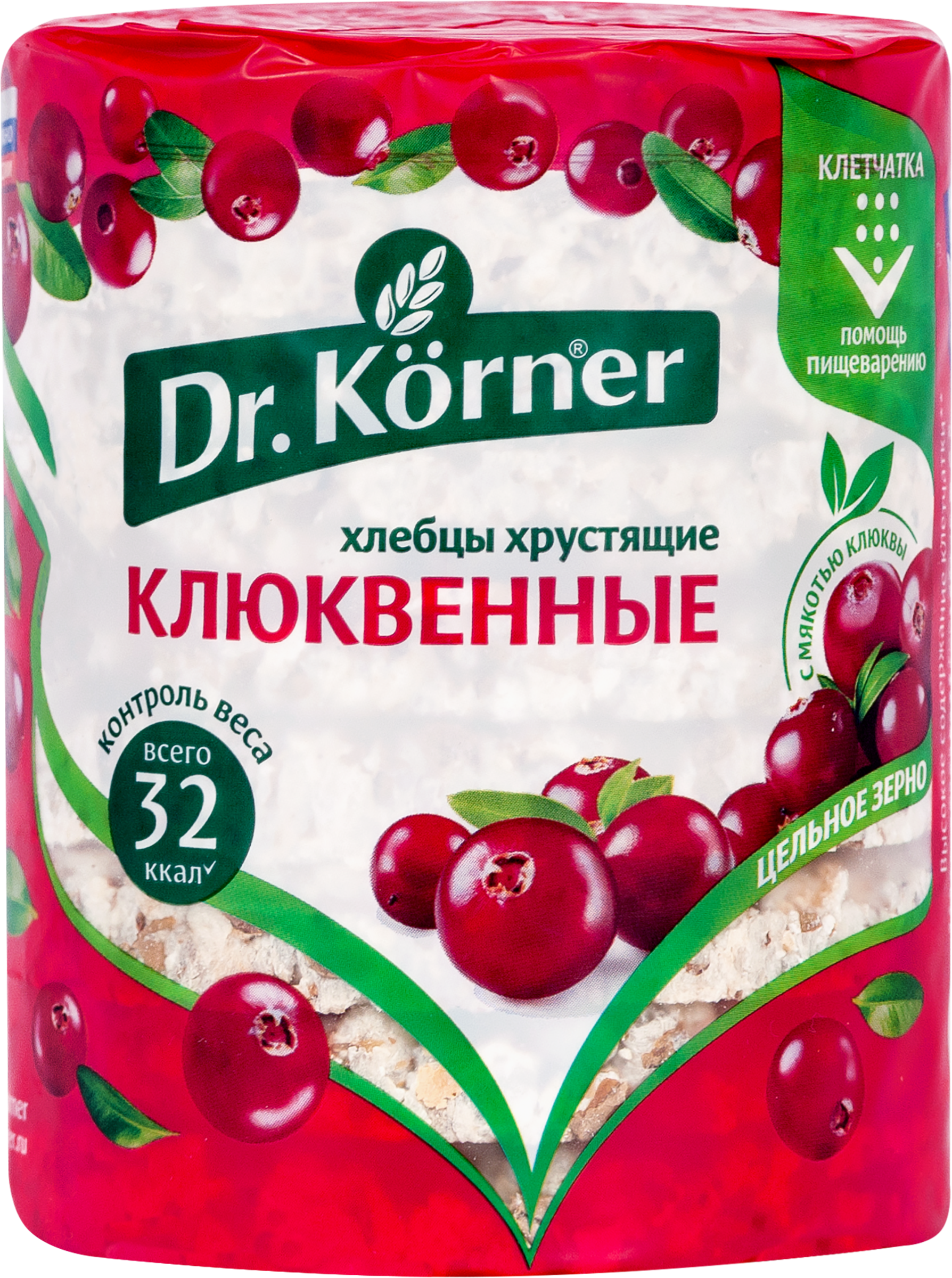 Изображение товара Клюквенные хлебцы DR KORNER из цельных злаков, 100г, полезный перекус