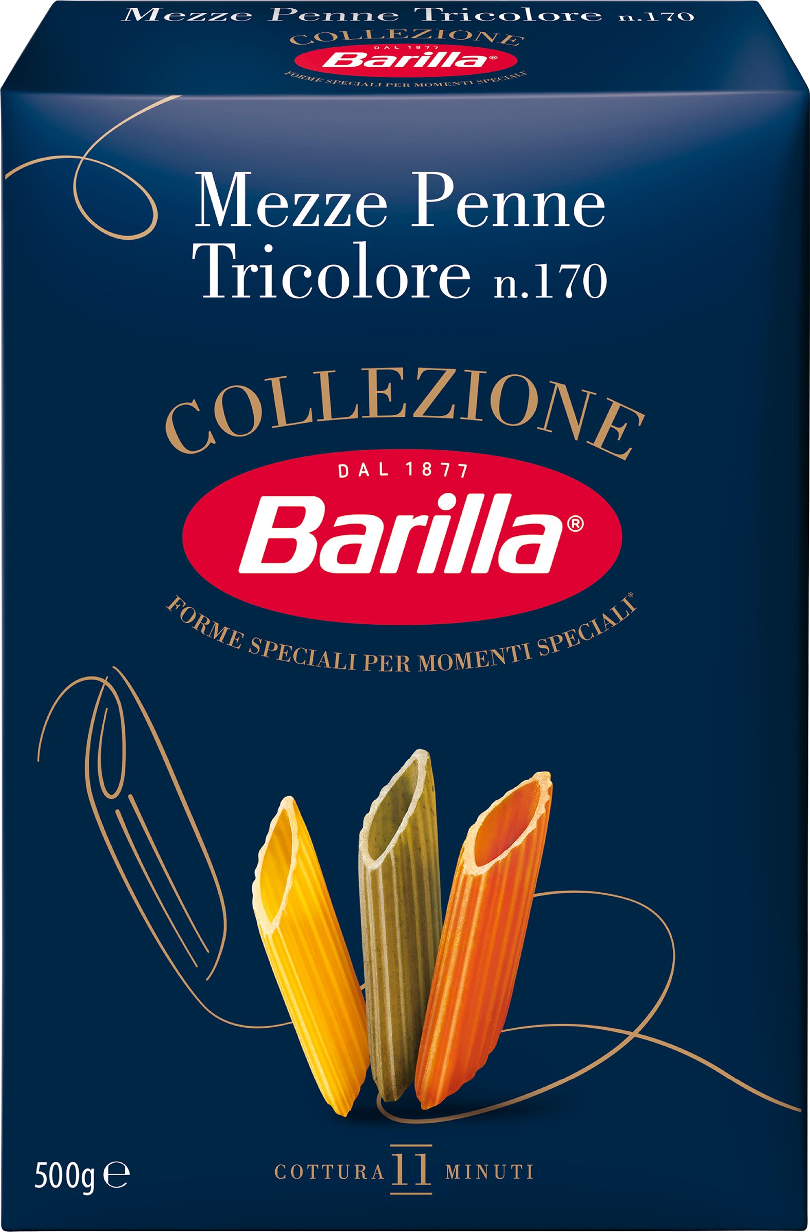 Изображение товара Макароны Barilla Мецце Пенне трёхцветные из твердых сортов пшеницы 500 г