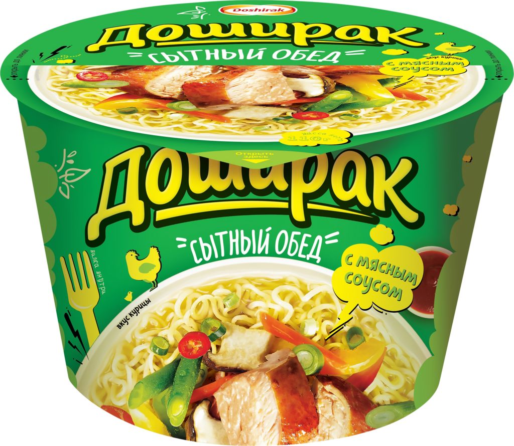 Изображение товара Лапша DOSHIRAK Сытный обед со вкусом курицы, 110г