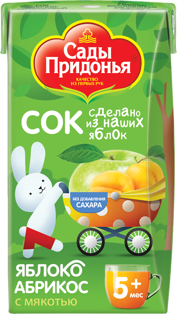 Изображение товара Сок САДЫ ПРИДОНЬЯ Яблоко, абрикос с мякотью, с 5 месяцев, 125мл