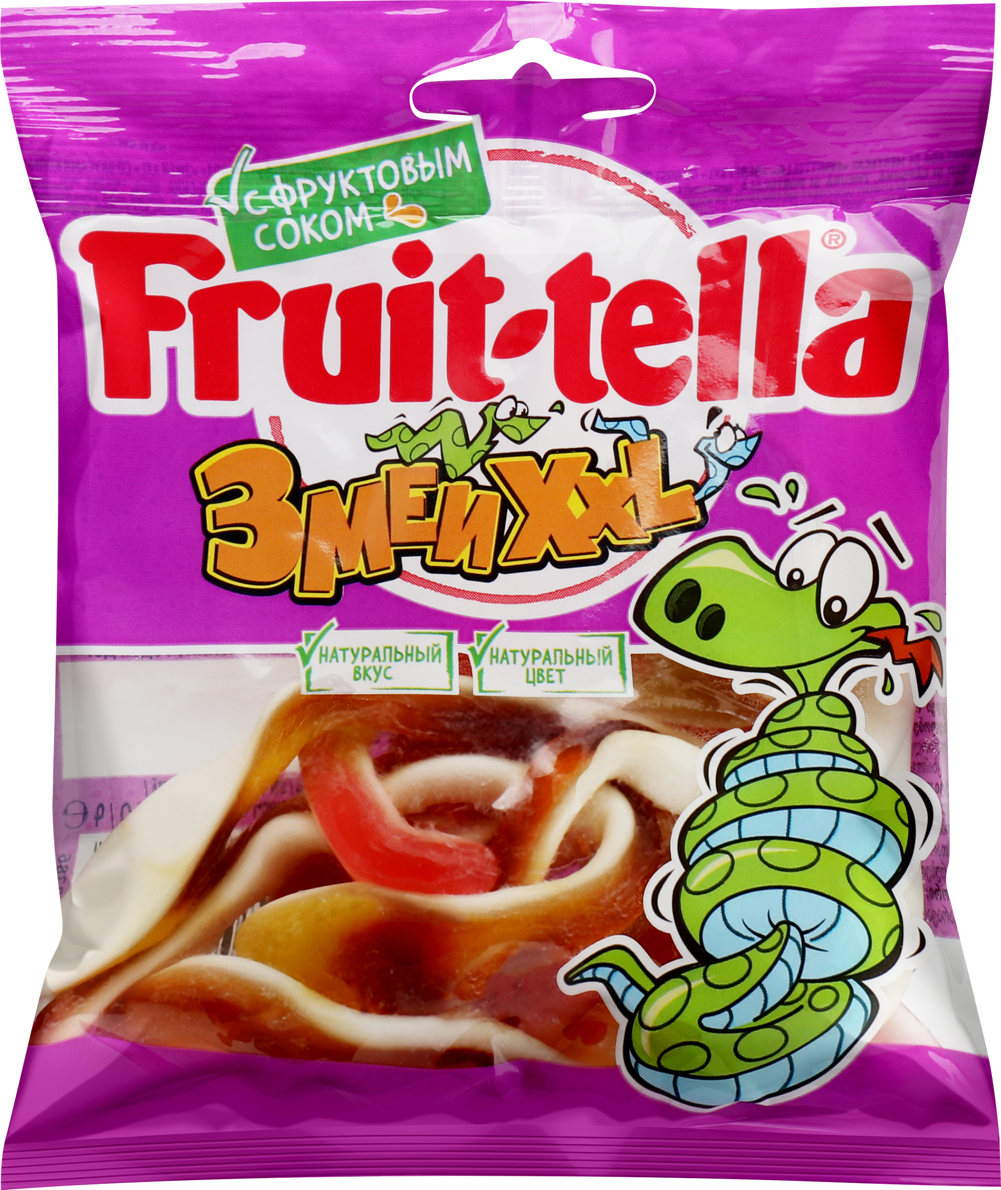 Изображение товара Мармелад жевательный FRUIT-TELLA Змеи XXL, 70г - разнообразные вкусы