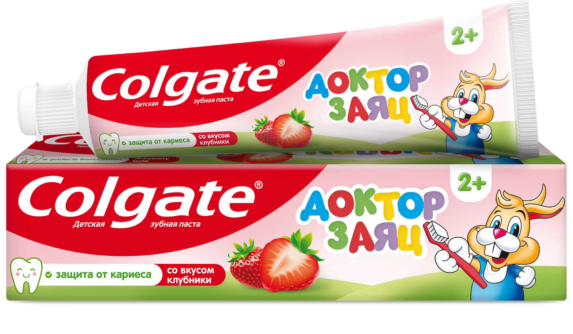 Изображение товара Зубная паста детская COLGATE Доктор Заяц со вкусом клубники, защита от кариеса с фторидом, с 2 лет, 50мл