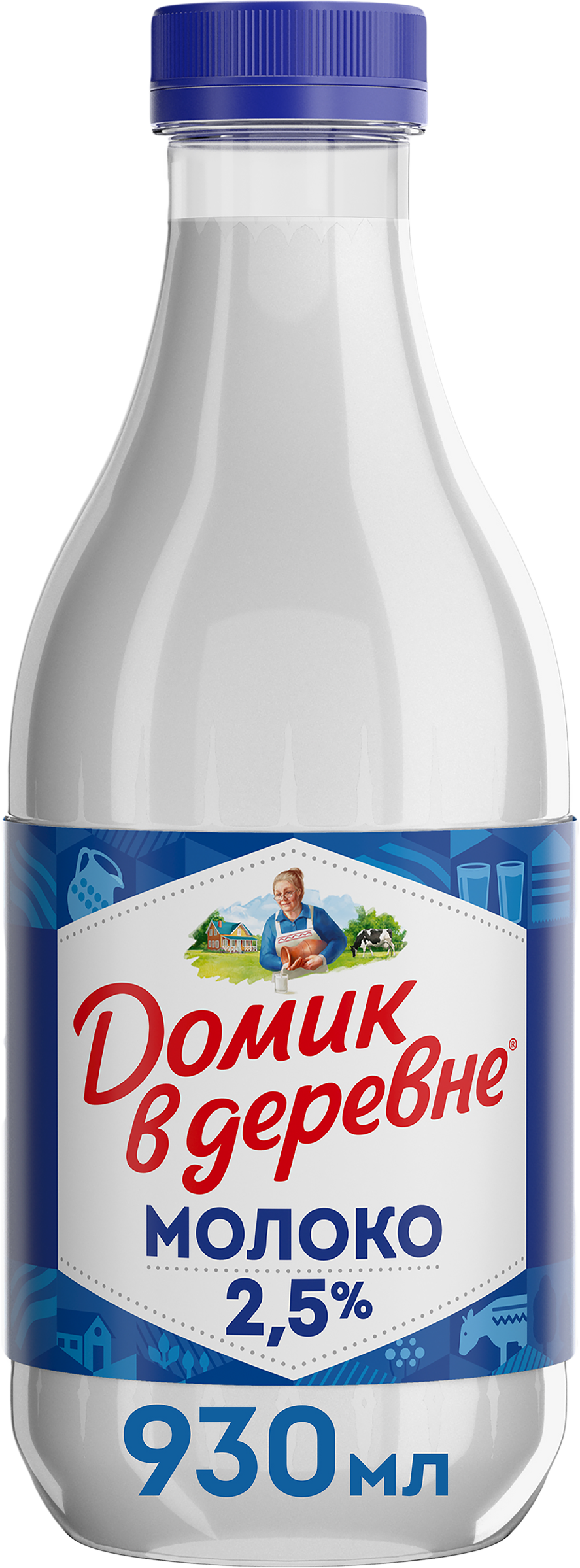 Изображение товара Молоко пастеризованное ДОМИК В ДЕРЕВНЕ 2,5%, без змж, 930мл