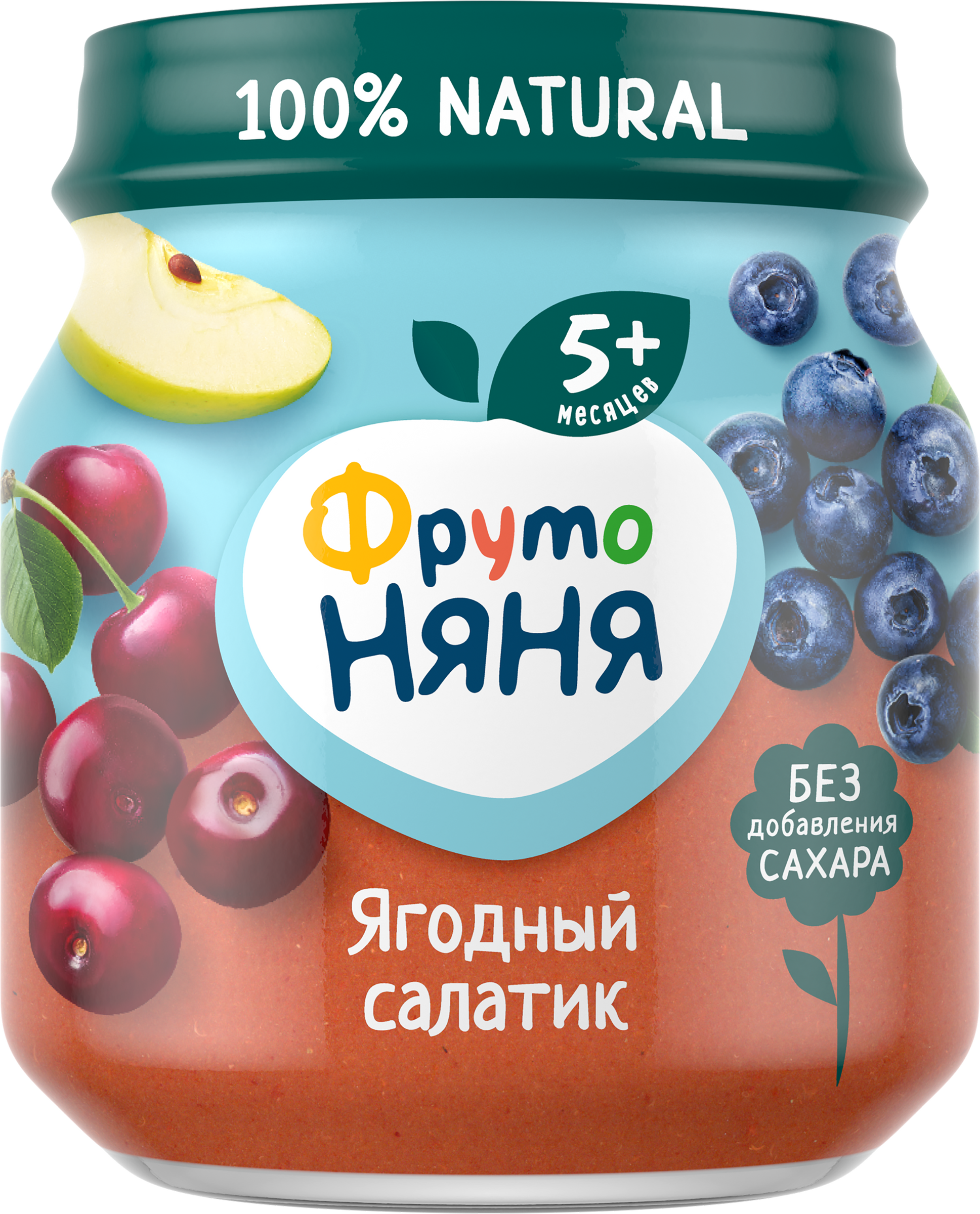 Изображение товара Пюре ягодно-фруктовое ФРУТОНЯНЯ Ягодный салатик для малышей с 5 месяцев 100г