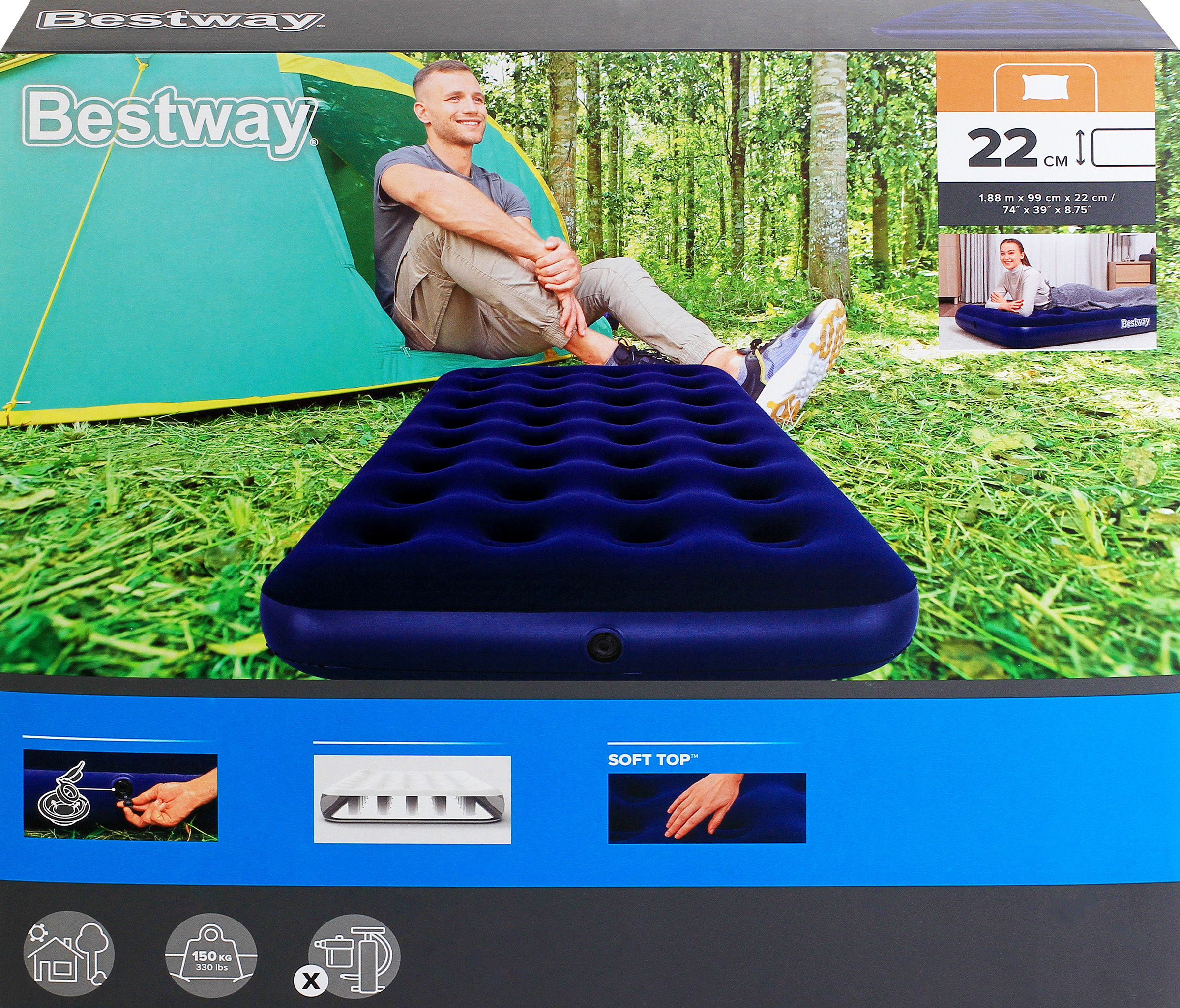 Изображение товара Надувной матрас BESTWAY Pavillo 188x99x22 для дома и путешествий