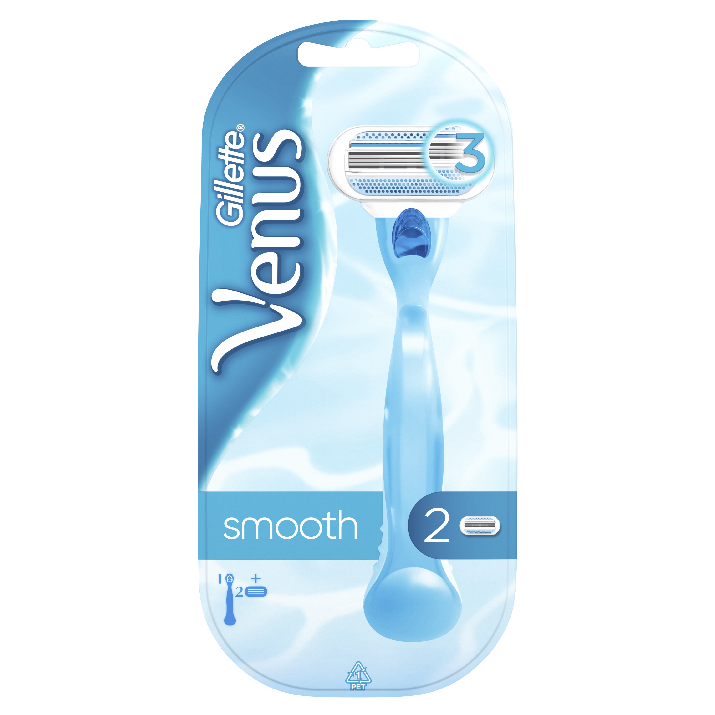 Изображение товара Женская бритва GILLETTE Venus Smooth с 2 сменными кассетами для комфортного бритья