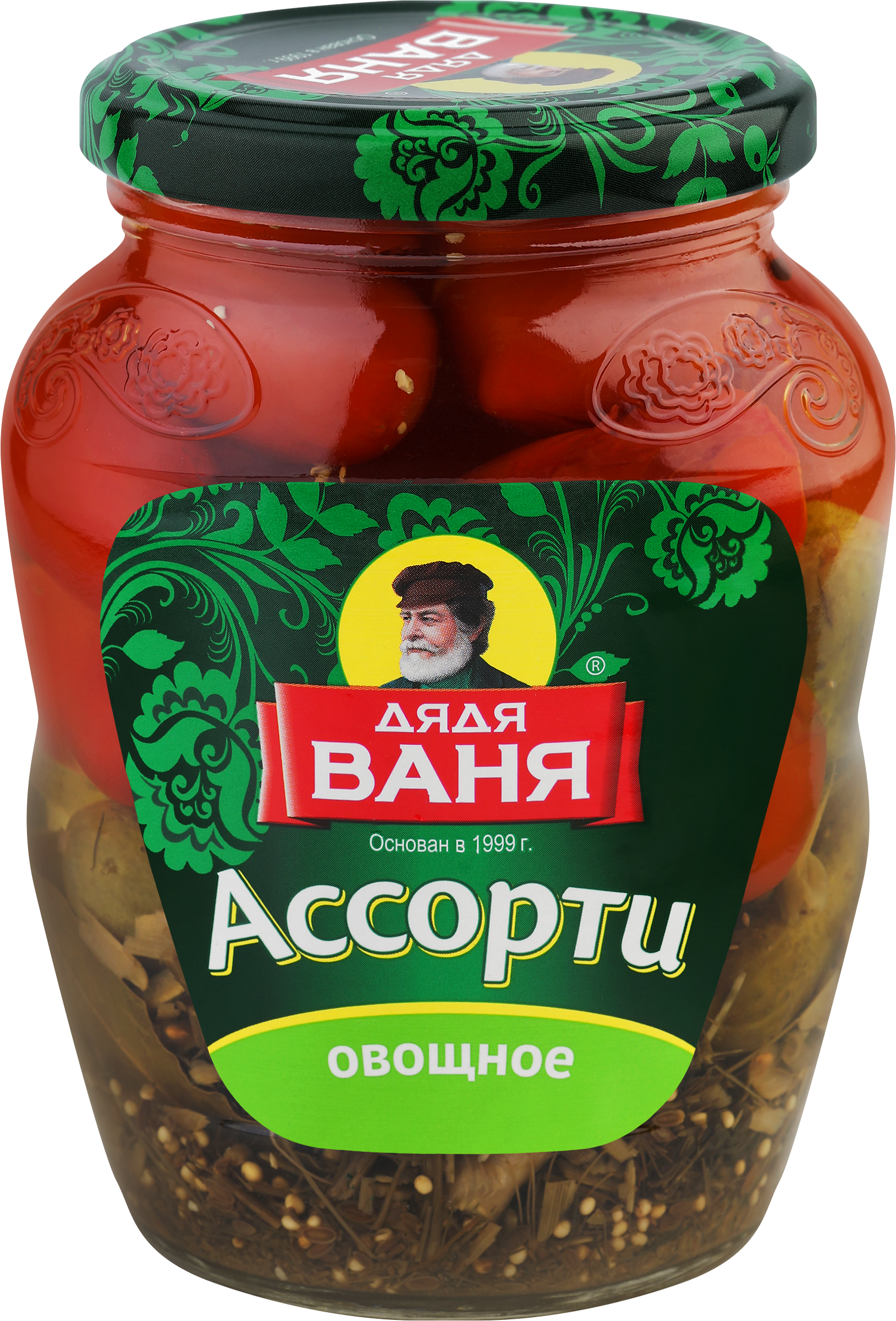 Изображение товара Ассорти маринованное ДЯДЯ ВАНЯ огурцы и томаты, 680г