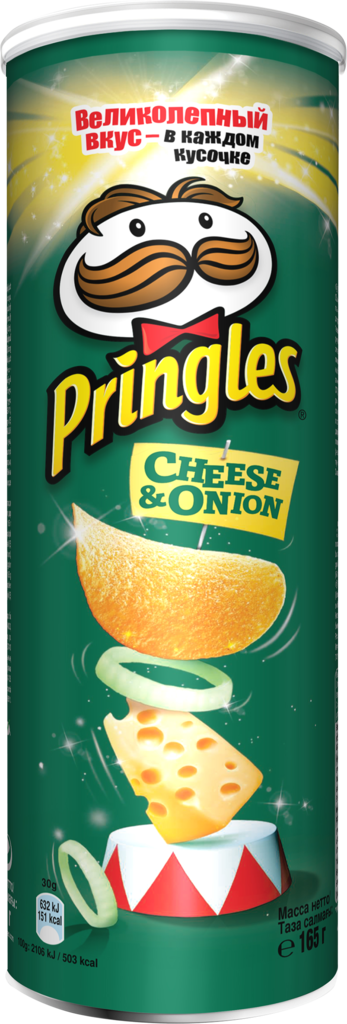Изображение товара Чипсы картофельные PRINGLES Сыр и Лук 165г классический хрустящий перекус