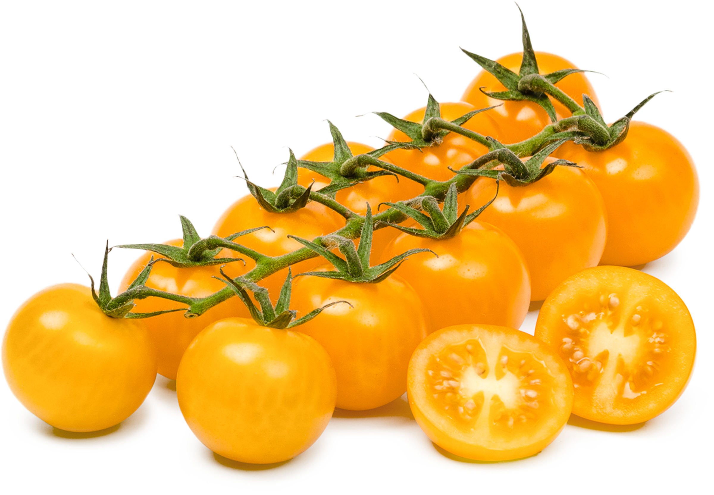 Изображение товара Томаты черри желтые на ветке, 250г - свежие и яркие овощи для кухни