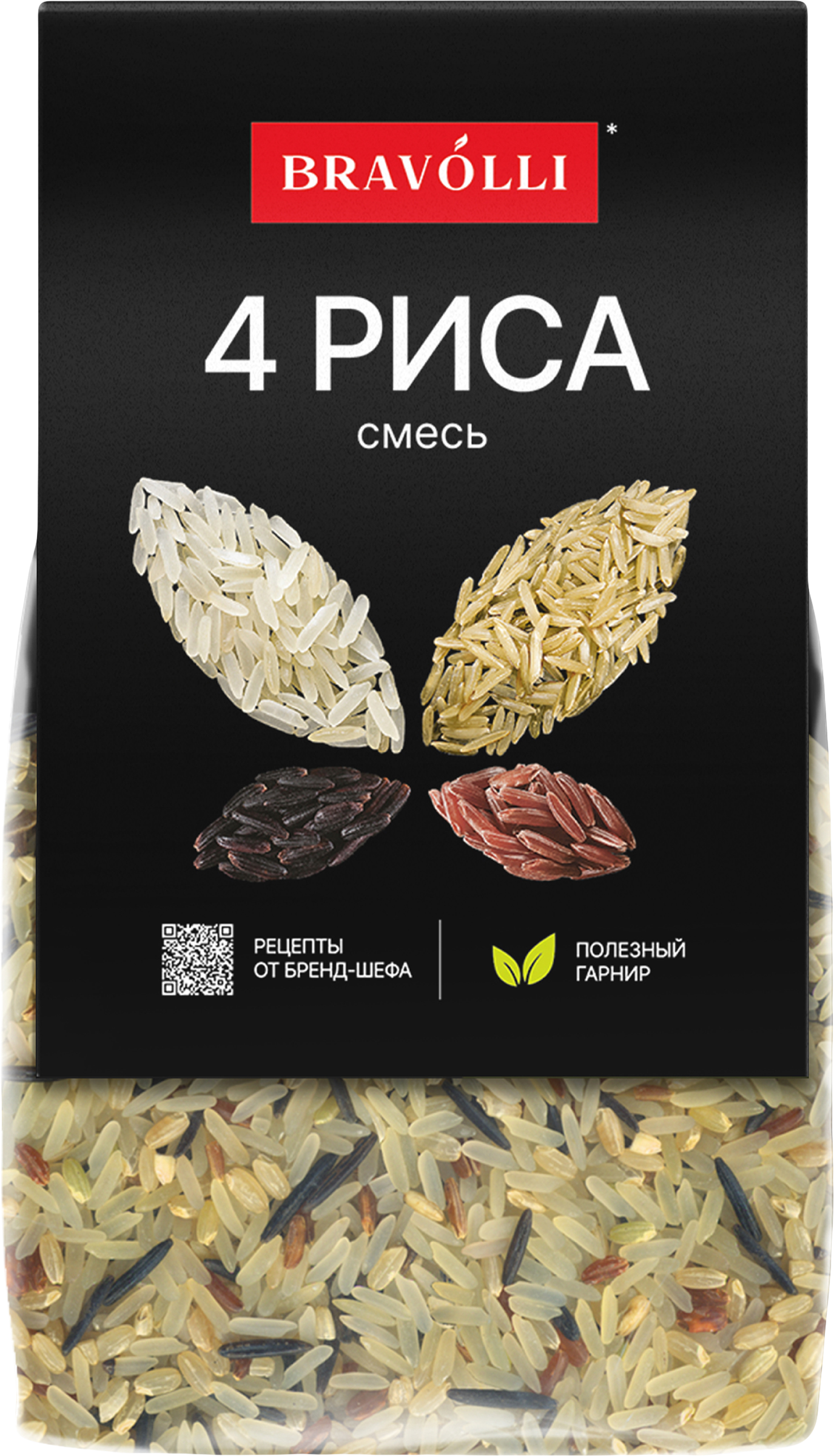 Изображение товара Смесь риса BRAVOLLI! 4 риса 350г - натуральный упакованный продукт для вкусных блюд