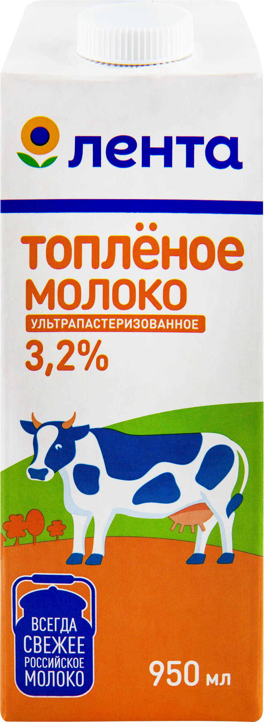 Изображение товара Молоко ультрапастеризованное топленое ЛЕНТА 3,2% 950 мл в тетра-пак