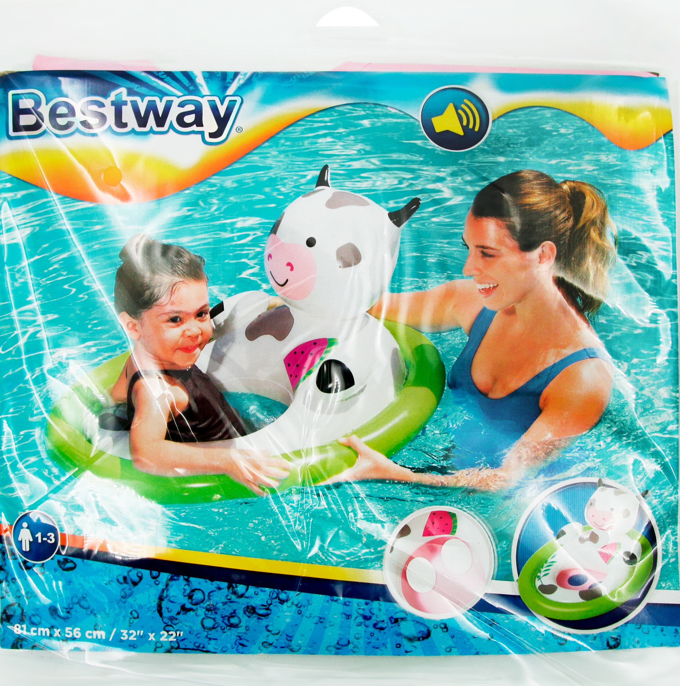 Изображение товара Круг для плавания надувной BESTWAY Животные 81х56см, с сиденьем, Арт. 34058/34180