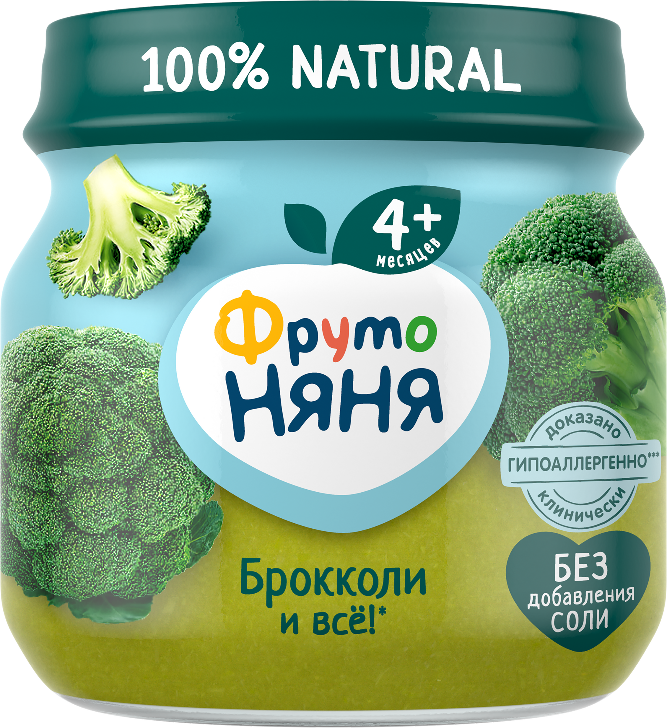 Изображение товара Пюре овощное ФРУТОНЯНЯ Брокколи, с 4 месяцев, 80г