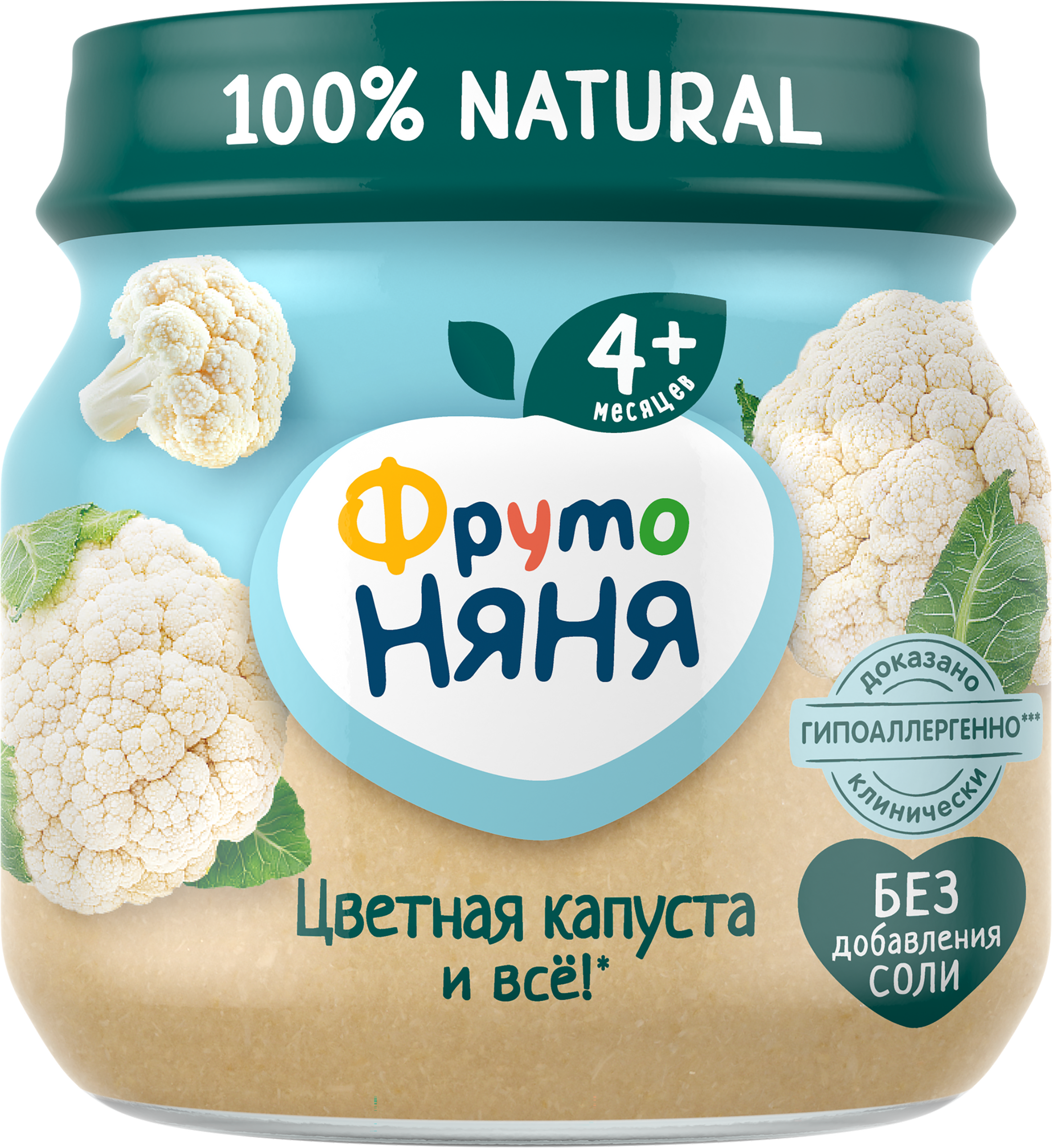 Изображение товара Пюре овощное ФРУТОНЯНЯ Цветная капуста, с 4 месяцев, 80г