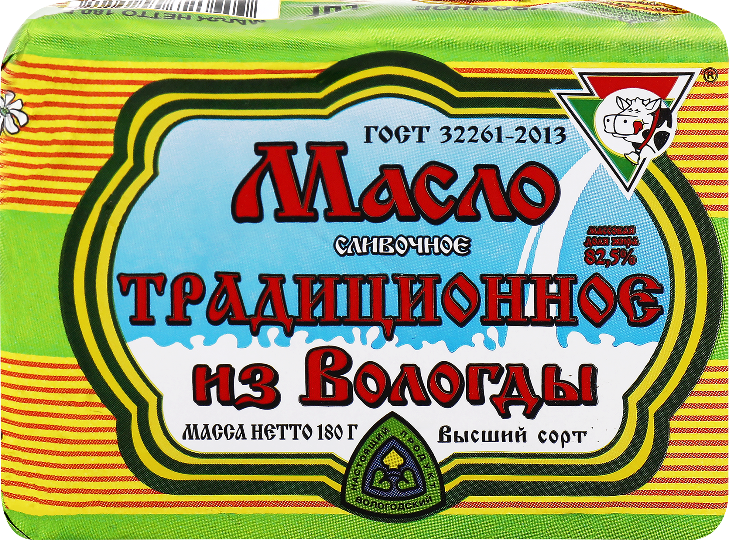 Изображение товара Масло сливочное ИЗ ВОЛОГДЫ Традиционное 82,5% натуральное 180г