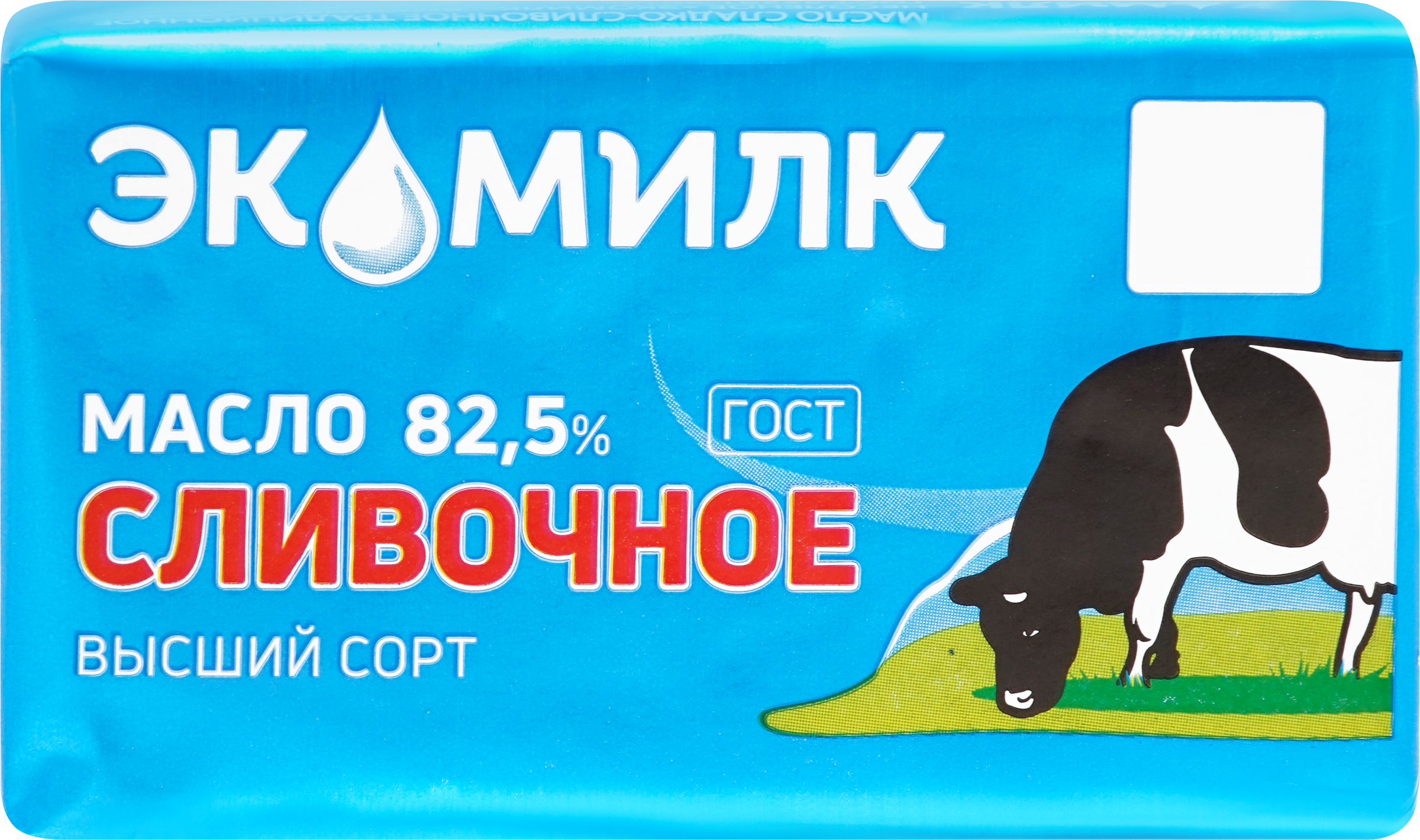 Изображение товара Масло сливочное ЭКОМИЛК 82,5% высший сорт, без змж, 180г