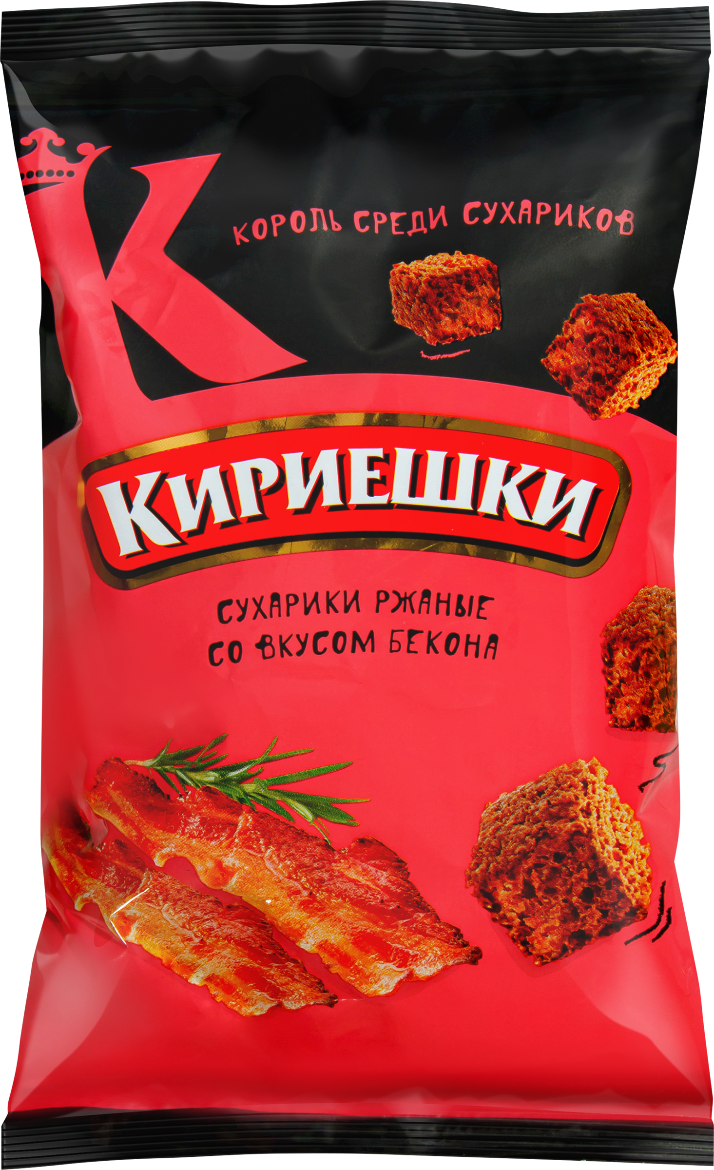 Изображение товара Сухарики ржаные КИРИЕШКИ Бекон 100г хрустящая закуска вкусный перекус