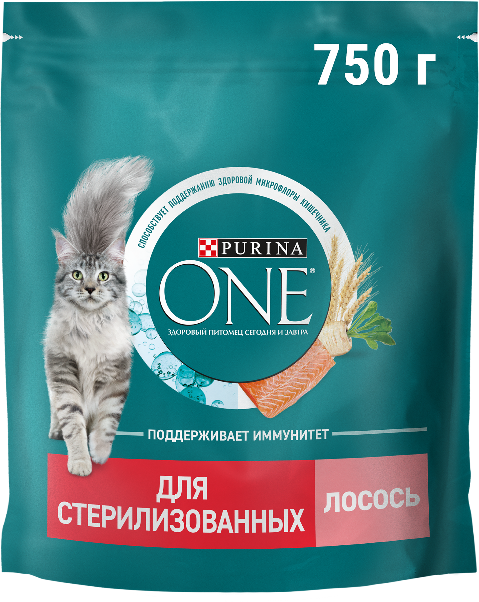 Изображение товара Корм сухой для взрослых кошек PURINA ONE Лосось 750г для стерилизованных