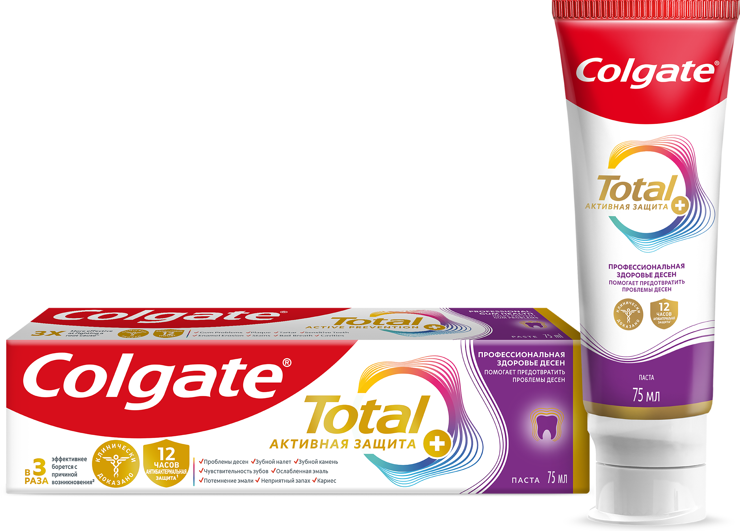 Изображение товара Зубная паста COLGATE Total 12 Профессиональная Здоровье десен с цинком и аргинином, с антибактериальной защитой всей полости рта в течение 12 часов, 75мл