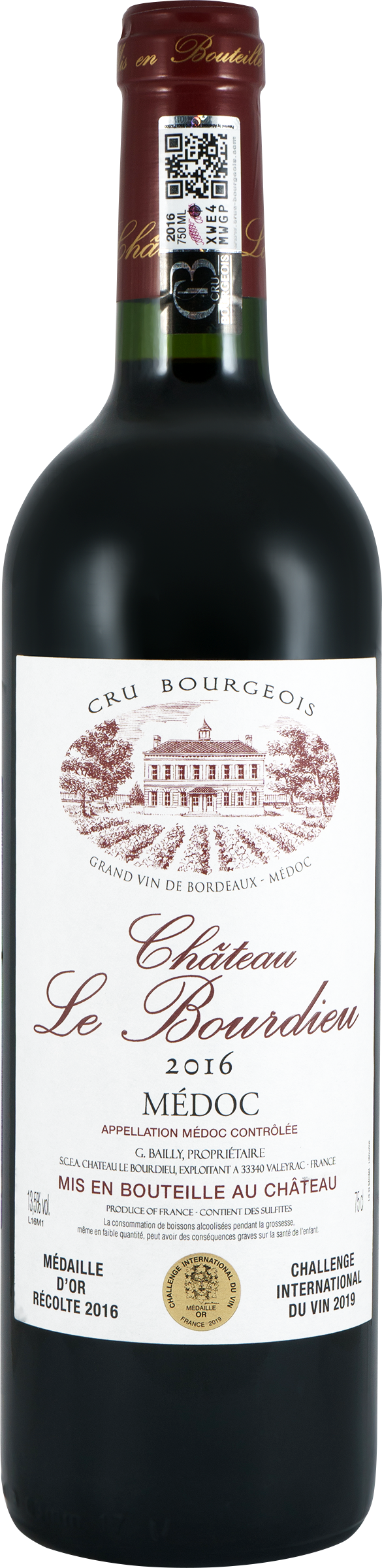Изображение товара Вино CHATEAU LE BOURDIEU Крю Буржуа Медок выдержанное красное сухое 0.75л